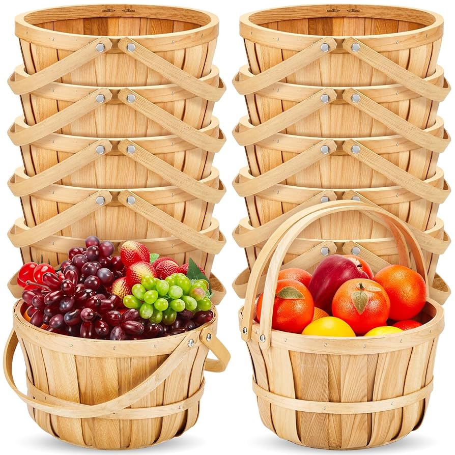 Amazon.com: Marsui 10 Pcs Large Wooden Bushel Baskets 11 x
